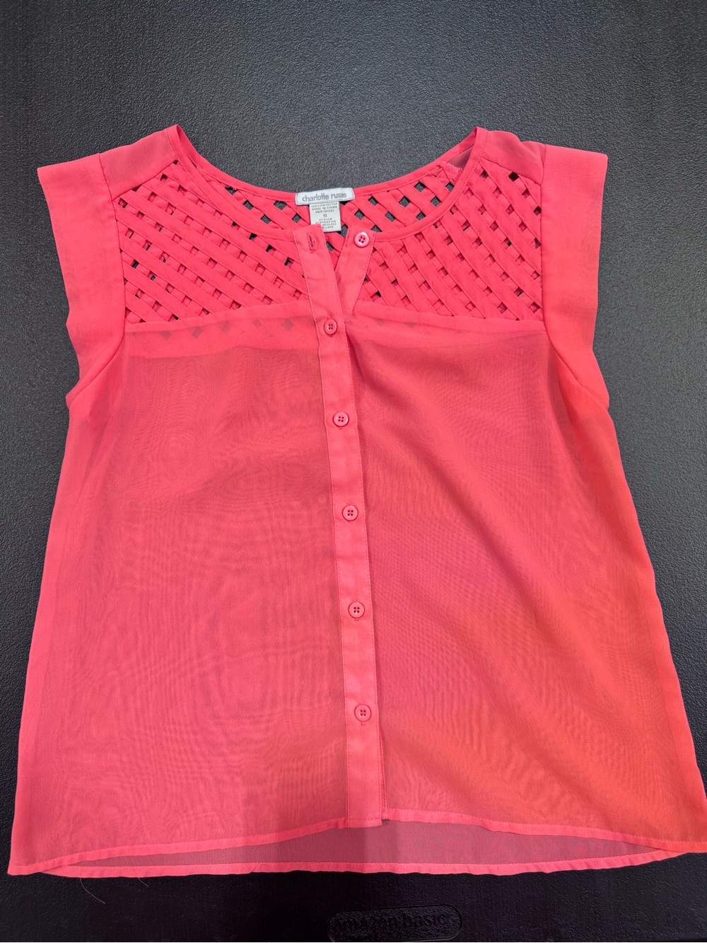 Charlotte Russe Coral Pink Sleeveless Button-Front Blouse